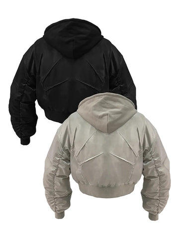 Cropped Hooded Bomber Jacket